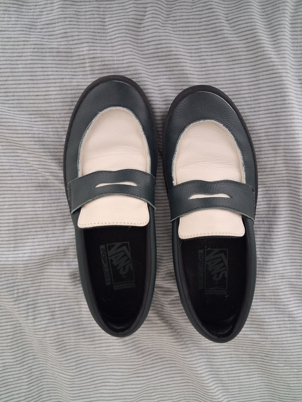 Vans Green and Cream Slip-On Loafers